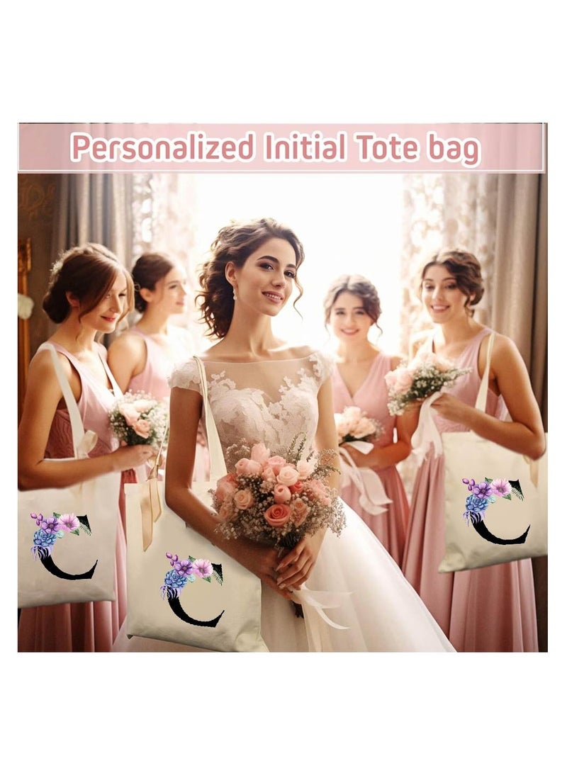 PRINTSHOP4ME Initial Letters Canvas Cotton Tote Bag, Cosmetic Pouch, and Stainless Steel Travel Mug - A Stylish Pack of 3 Combo Set for Girls - Gift for wedding - Gifts for girls - Gift for friends - Image 5