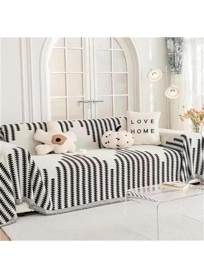 هوكور اغطية اريكة من بيبي، غطاء اريكة بنمط هندسي عصري قابل للغسل ومضاد للتزلج، غطاء اريكة من قماش شانيل مناسب للفصول الاربعة (180 × 260 سم) - Image 1