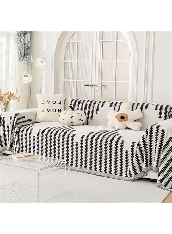 هوكور اغطية اريكة من بيبي، غطاء اريكة بنمط هندسي عصري قابل للغسل ومضاد للتزلج، غطاء اريكة من قماش شانيل مناسب للفصول الاربعة (180 × 260 سم) - Image 2