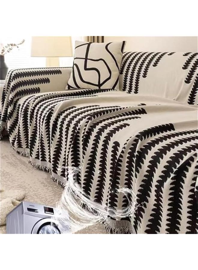 هوكور اغطية اريكة من بيبي، غطاء اريكة بنمط هندسي عصري قابل للغسل ومضاد للتزلج، غطاء اريكة من قماش شانيل مناسب للفصول الاربعة (180 × 260 سم) - Image 5