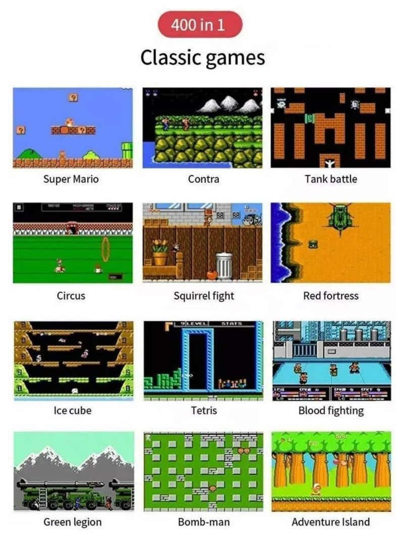 SUP SUP Handheld Game Console with 400 Classic Retro Games, 3-Inch Color Screen, Rechargeable Battery, Portable Mini Gaming Device for Kids & Adults | Blue - Image 3