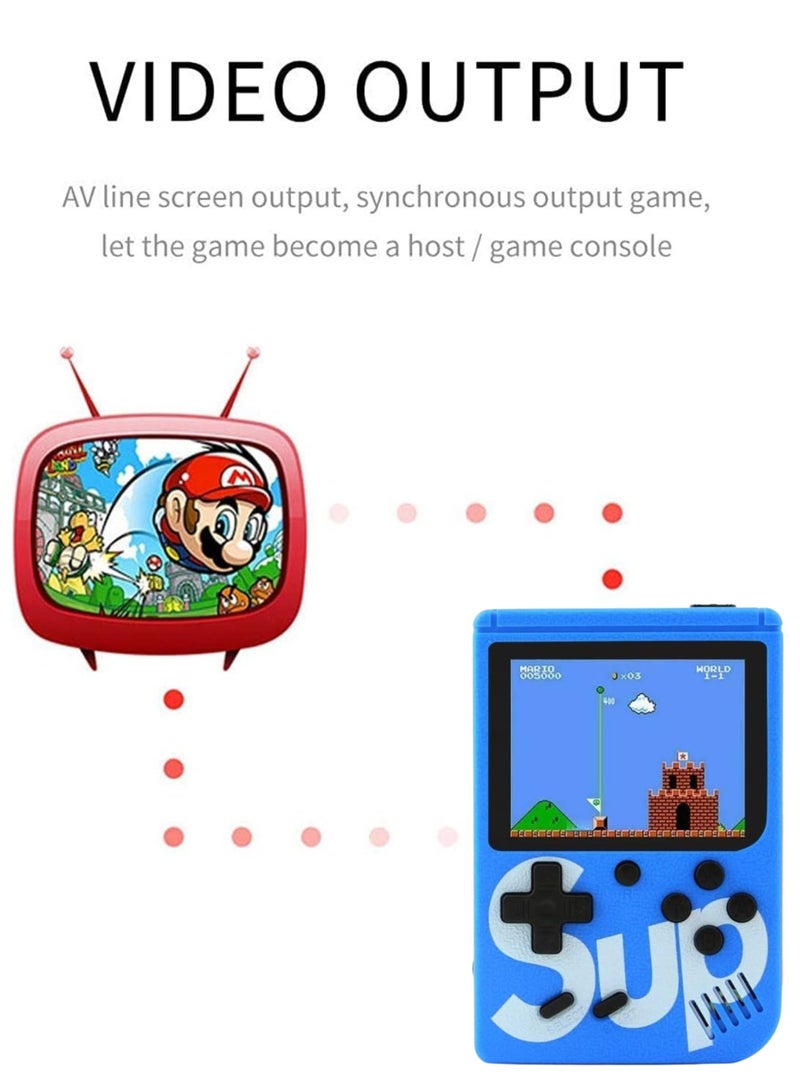 SUP SUP Handheld Game Console with 400 Classic Retro Games, 3-Inch Color Screen, Rechargeable Battery, Portable Mini Gaming Device for Kids & Adults | Blue - Image 4