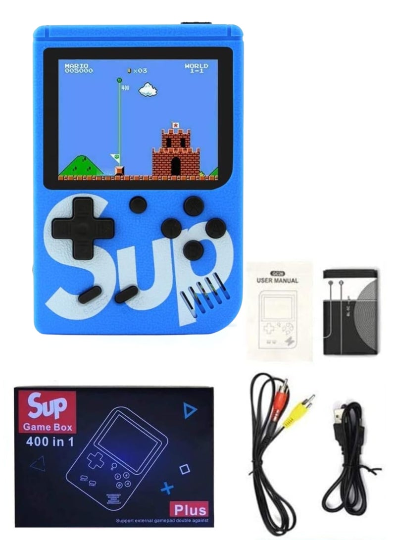 SUP Handheld Game Console with 400 Classic Retro Games, 3-Inch Color Screen, Rechargeable Battery, Portable Mini Gaming Device for Kids & Adults | Blue - Image 1