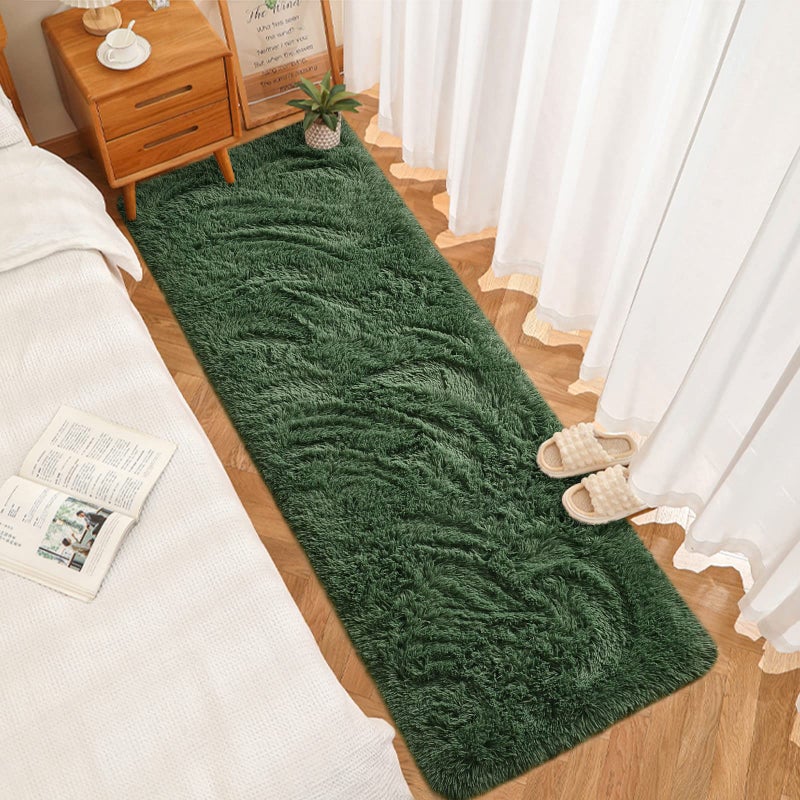 Dweike Soft Bedside Brug لغرفة النوم 2 × 6 قدمًا زخرفة رقيقة من السجاد غرفة المعيشة والأخضر العميقة للبنات أطفال غرفة الحضانة ديكور المنزل غير القابل للانزلاق. - Image 2
