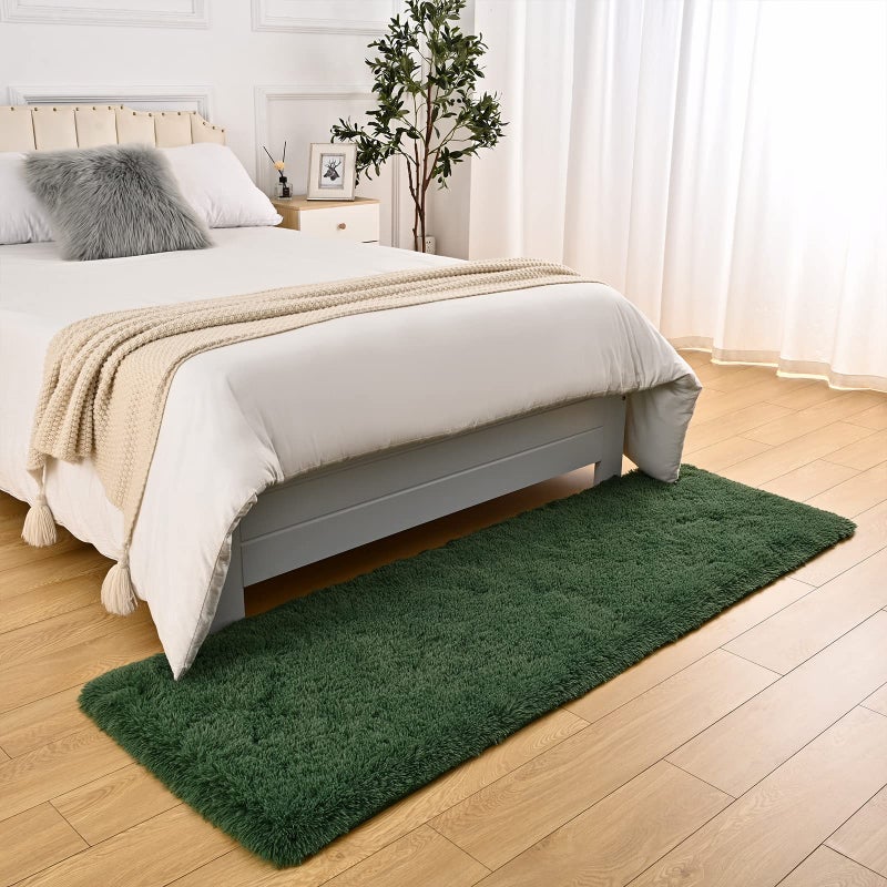 Dweike Soft Bedside Brug لغرفة النوم 2 × 6 قدمًا زخرفة رقيقة من السجاد غرفة المعيشة والأخضر العميقة للبنات أطفال غرفة الحضانة ديكور المنزل غير القابل للانزلاق. - Image 5