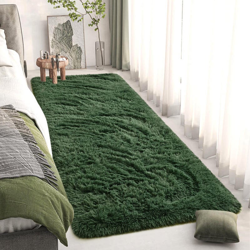 Dweike Soft Bedside Brug لغرفة النوم 2 × 6 قدمًا زخرفة رقيقة من السجاد غرفة المعيشة والأخضر العميقة للبنات أطفال غرفة الحضانة ديكور المنزل غير القابل للانزلاق. - Image 3