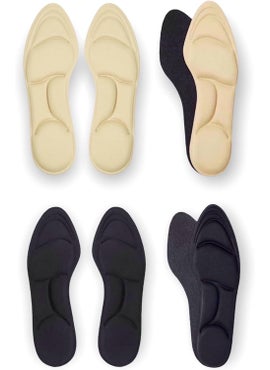 CaserBay CB 4-Pairs 5D Sponge Insoles Shoe Inserts Liners Cushion Breathable Absorption Arch Pain Barefoot Support Heel Pain Relief Fit Women 5-8.5, Men 4-7, 2-Pairs Nude & 2-Pairs Black 