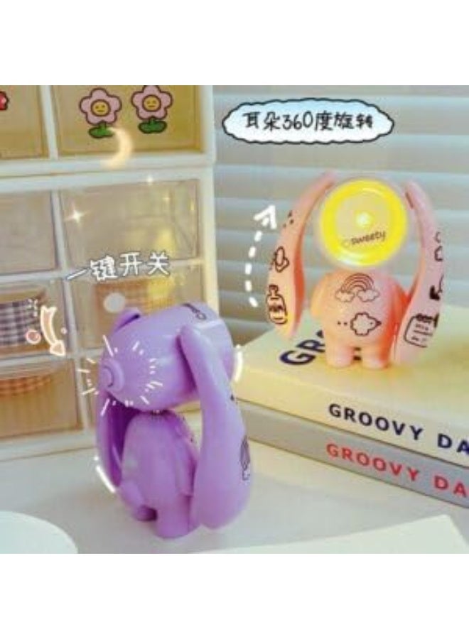 طقم مكتب صغير مرح على شكل أرنب مزود بإضاءة مدمجة، يعمل بالبطارية. الحجم: 8 × 4 سم - Image 2