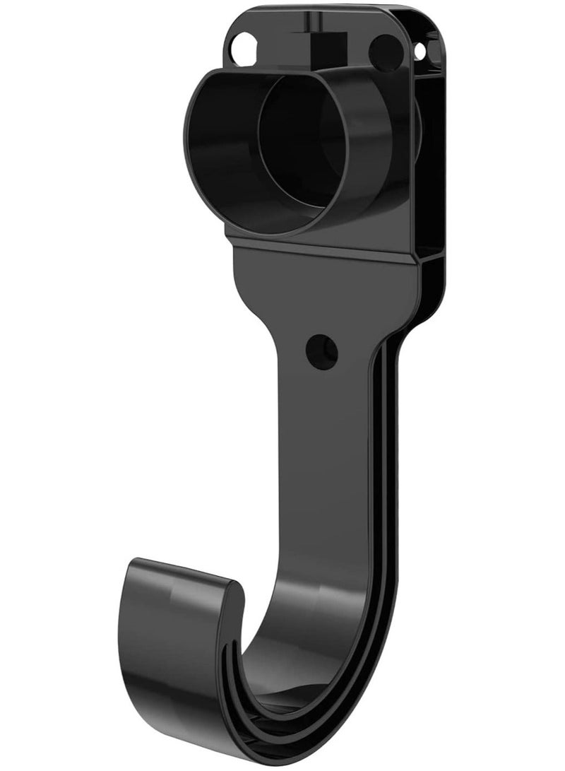 Charger Holder with Hook, Type 2, Electric Vehicle Wall Bracket, Cable Mount, Charging Organizer, Black - Image 1