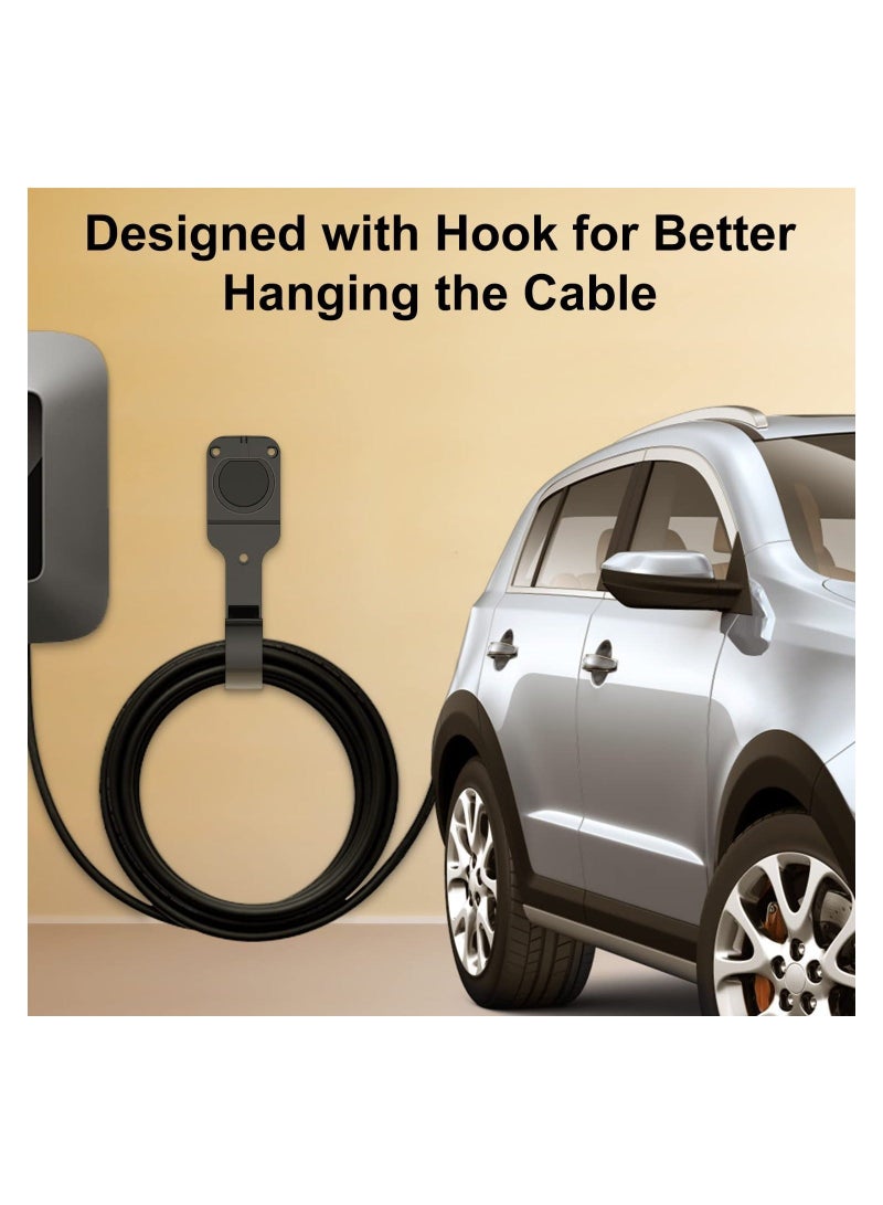 Charger Holder with Hook, Type 2, Electric Vehicle Wall Bracket, Cable Mount, Charging Organizer, Black - Image 2