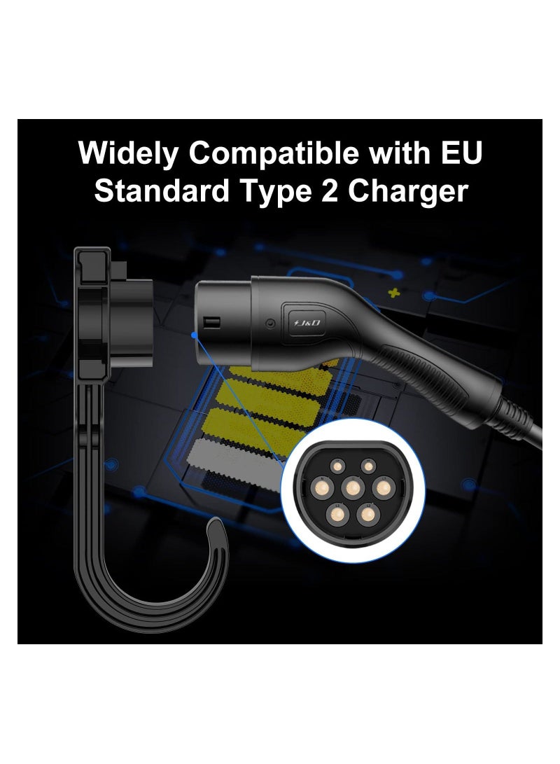 Charger Holder with Hook, Type 2, Electric Vehicle Wall Bracket, Cable Mount, Charging Organizer, Black - Image 4