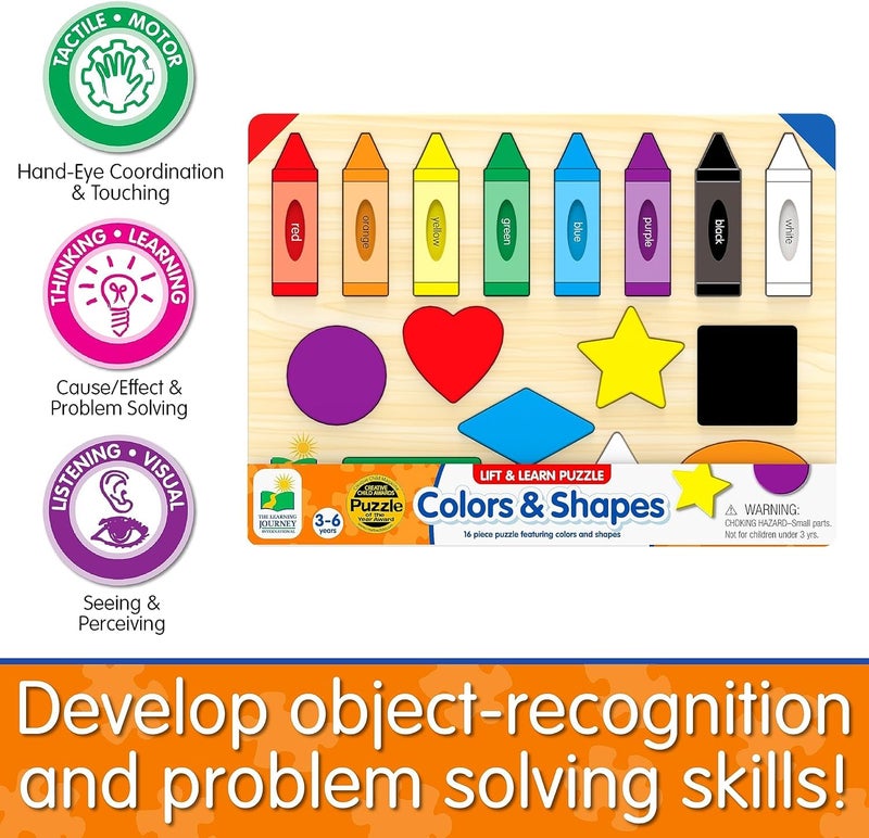 The Learning Journey: Lift & Learn Puzzle Colors & Shapes - Preschool Toys & Activities for Children Ages 3 and Up - Award Winning Educational Toy - Image 3