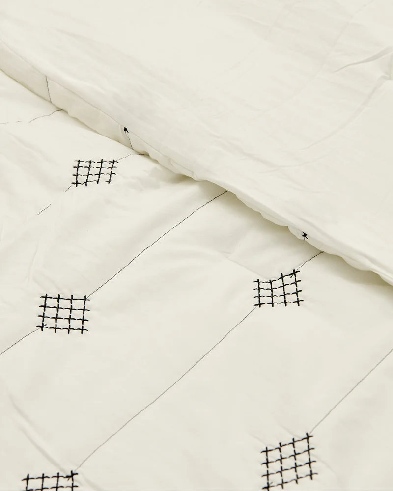 REDTAG Ivory 3 Piece Embroidered Comforter Set (260 x 240 cm)