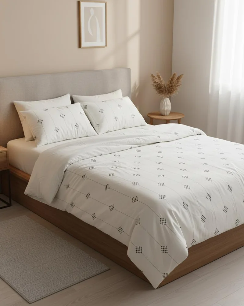 REDTAG Ivory 3 Piece Embroidered Comforter Set (260 x 240 cm)