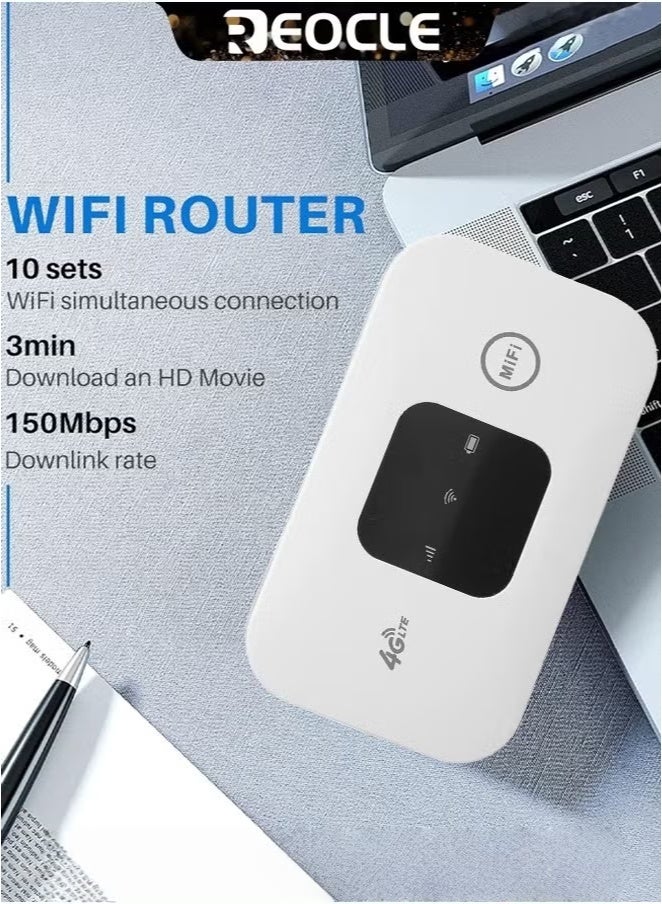 REOCLE Mobile 4G LTE Unlocked Wi-Fi Hotspot Device Pocket-sized Portable/Mobile Travel-Friendly Router (White) - Image 2