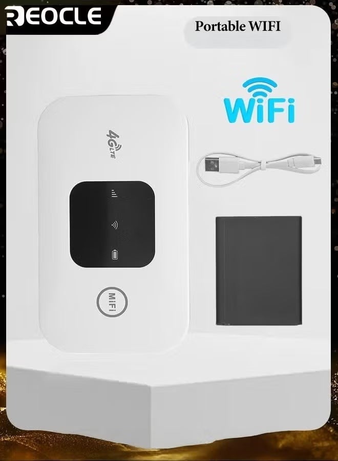 REOCLE Mobile 4G LTE Unlocked Wi-Fi Hotspot Device Pocket-sized Portable/Mobile Travel-Friendly Router (White) - Image 1