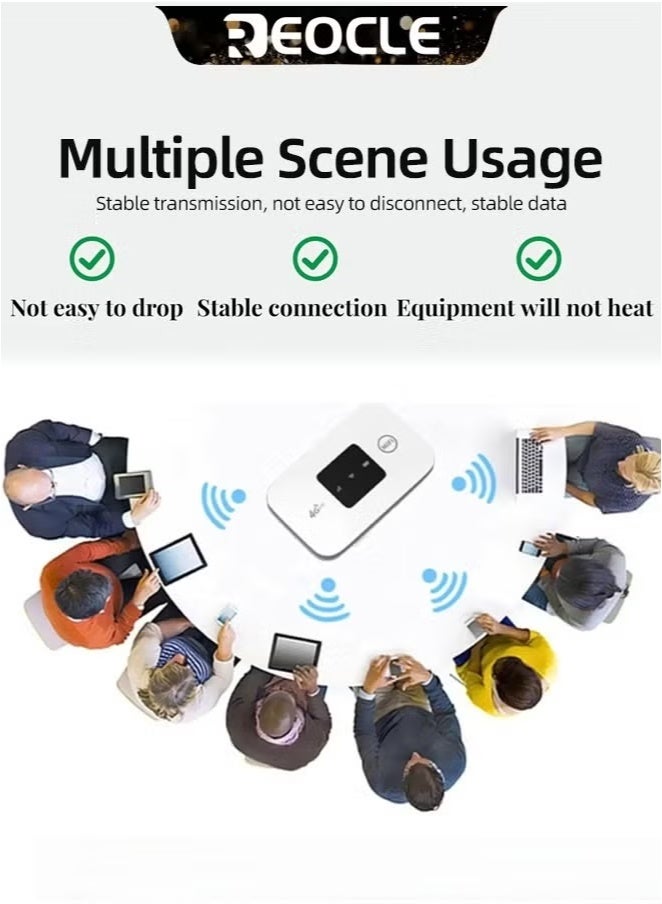 REOCLE Mobile 4G LTE Unlocked Wi-Fi Hotspot Device Pocket-sized Portable/Mobile Travel-Friendly Router (White) - Image 3