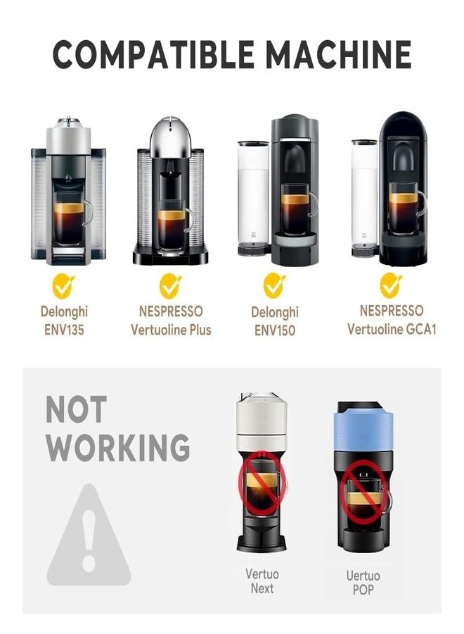 RECAFIMIL Stainless Steel Reusable V ertuo Coffee Capsule, Metal Refillable Coffee Pod Brewing Espresso 70ML/2.4OZ(SMALL), N-espresso V-ertuoline Reusable Coffee Pod Compatible With GCA1,ENV135, 1 Pod 1 Tamper - Image 2