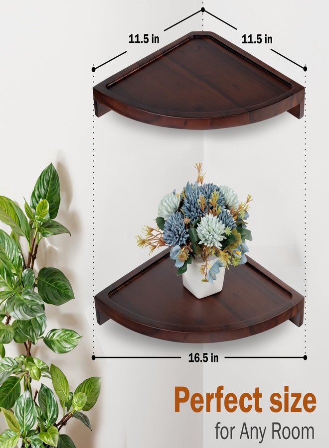 Demigo Rounded Corner Shelves Wall Mounted (Walnut Color) - Image 2