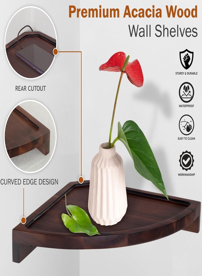 Demigo Rounded Corner Shelves Wall Mounted (Walnut Color) - Image 3