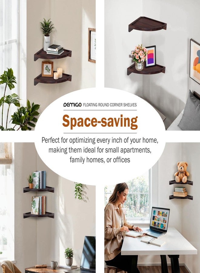 Demigo Rounded Corner Shelves Wall Mounted (Walnut Color) - Image 5