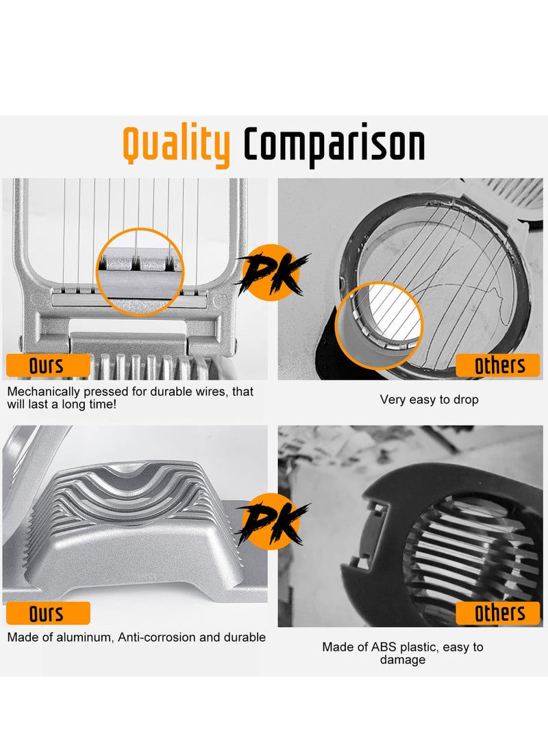 VIUAUAX Egg Cutter,Aluminum Egg Slicer,Egg Slicer,Egg Slicer,Ham Strawberry Slicer ,Stainless Steel Hard Boiled Egg and Strawberry Slicer - Durable Aluminium, Dishwasher Safe for Soft Fruits  - Image 3