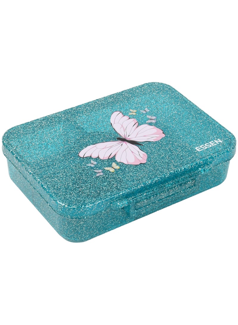 ESSEN Tritan Bento Lunch Box for Kids Girls - Teal Glitter Butterfly - Image 2