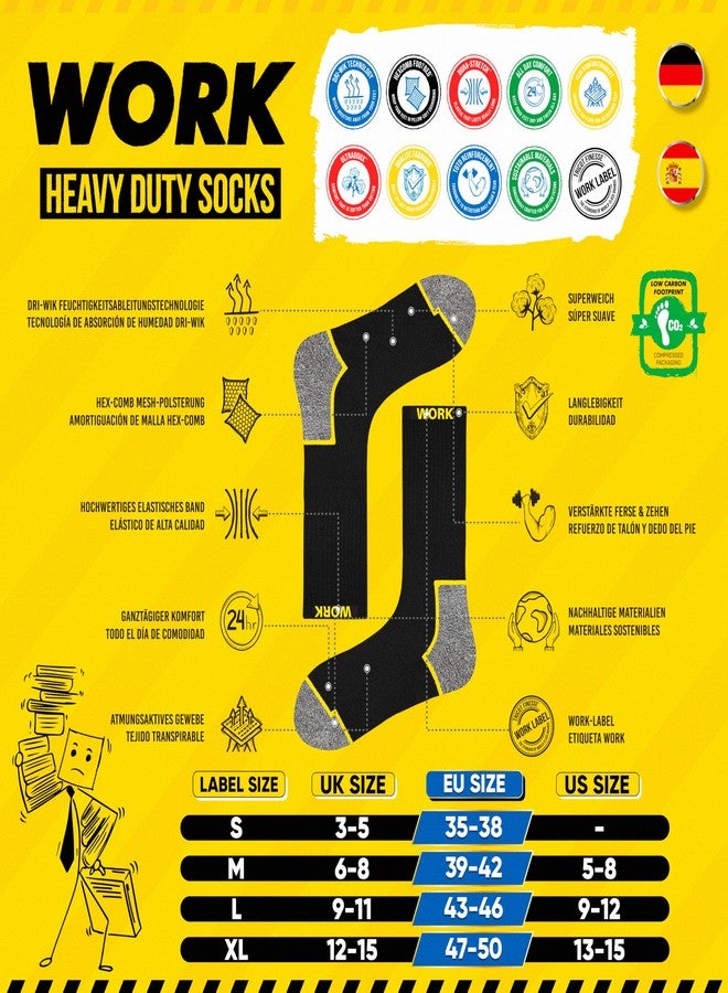 SOXCO WORK Socks for Men Crew Length Black Socks 10 Pairs, US 9-12 - Image 5