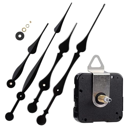 EMOON High Torque Long Shaft Clock Mechanism Kit Replacement Movement with 2 Pairs of 12 Inch Long Spade Hands,Black (Total Shaft Length 1 1/16 in) - Image 1