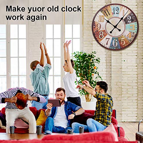 EMOON High Torque Long Shaft Clock Mechanism Kit Replacement Movement with 2 Pairs of 12 Inch Long Spade Hands,Black (Total Shaft Length 1 1/16 in) - Image 2