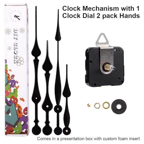 EMOON High Torque Long Shaft Clock Mechanism Kit Replacement Movement with 2 Pairs of 12 Inch Long Spade Hands,Black (Total Shaft Length 1 1/16 in) - Image 3