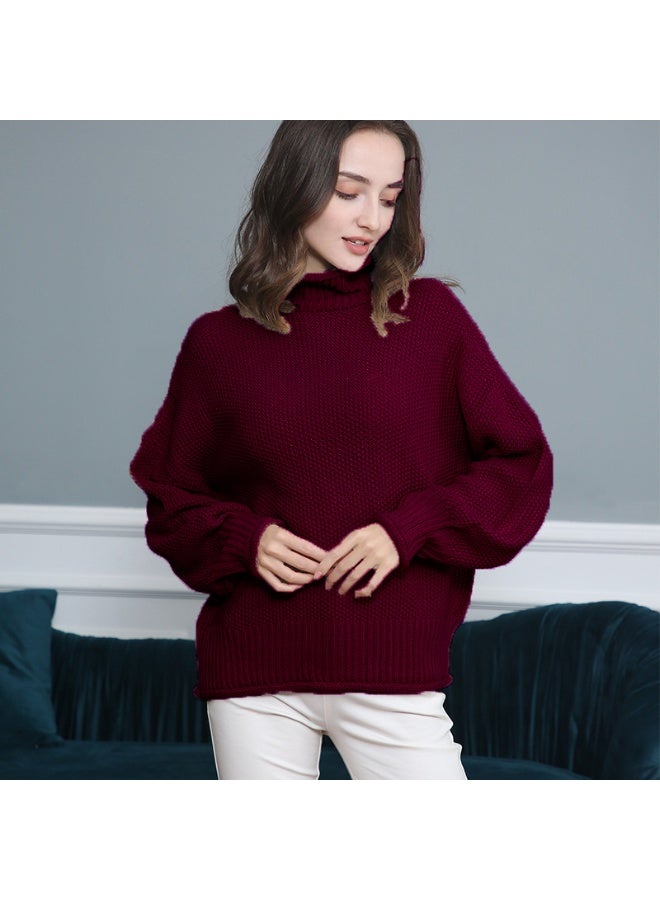 NIBEMINENT Autumn/Winter  Turtleneck Sweater Women's High Neck Knit Pullover Soft Comfortable Top Loose Jumper - Image 1