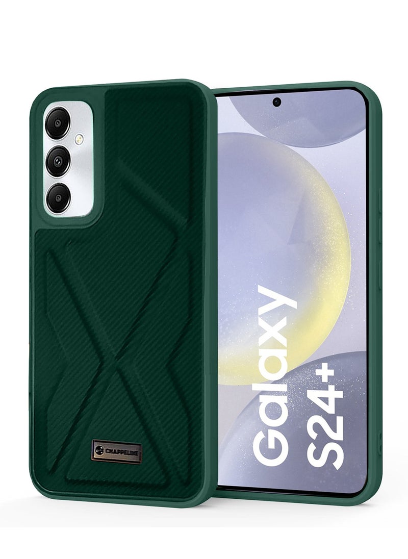 CHAPPELINE - Soft Silicone Fabric Texture Case Cover For Samsung Galaxy S24+ / S24 Plus 5G 2024 Dark Green - Image 1
