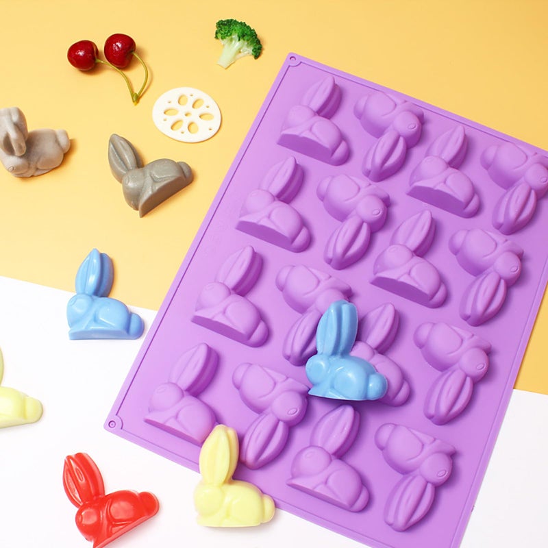 EDUEE Easter Silicone Molds 3d Bunny Chocolate Mold 16 Cavity Easter Candy Mold Rabbit Shape 2.36 inch - Image 4