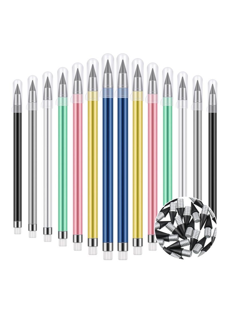 Reusable Inkless Pencil Set, 21 Colorful Pencils with Eraser and 30 Replaceable Graphite Nibs for Home School Office Writing and Drawing - Image 1