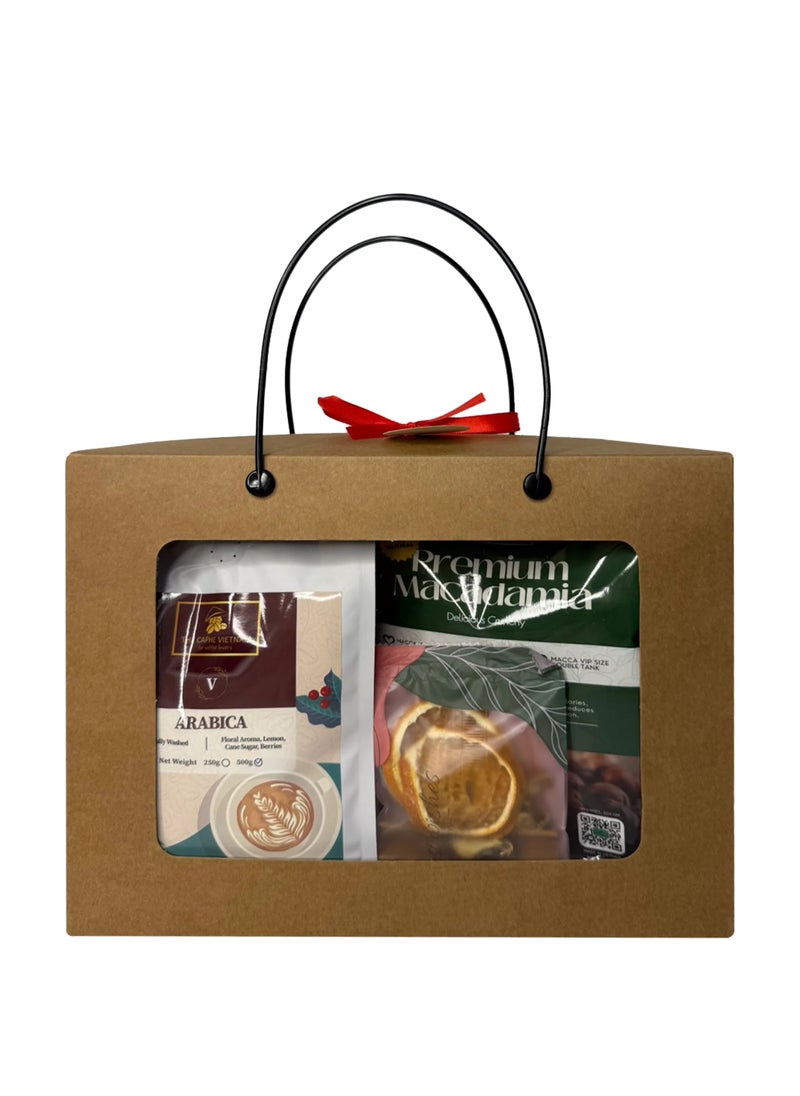 The Caphe Vietnam Combo Gift Set - Specialty Arabica Whole Bean 500g + Macadamia Vip Size Double Tanks 500g  - Image 1