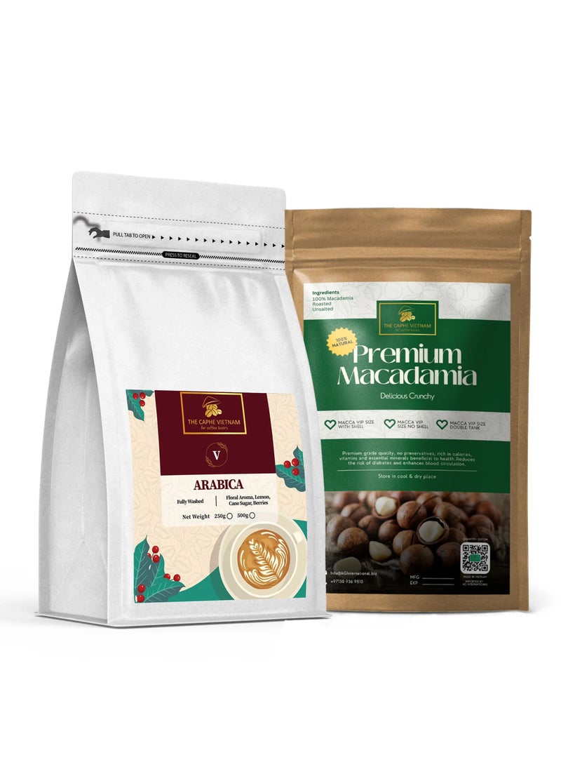 The Caphe Vietnam Combo Gift Set - Specialty Arabica Whole Bean 500g + Macadamia Vip Size Double Tanks 500g  - Image 2