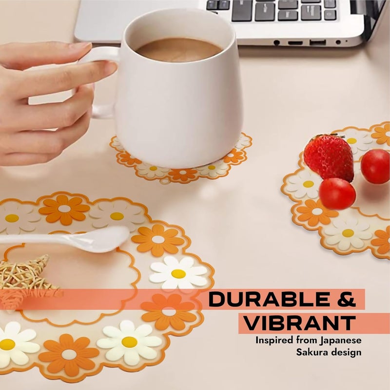 My Creative Hut Table Place mats Jasmine Flower Heat Insulation Pad for Big Hot Pots Pans Casserole Bowl Dining Table Mat Pad Tea Coasters AntiSlip Waterproof - Image 4