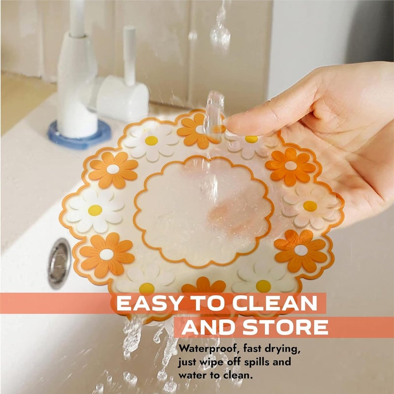 My Creative Hut Table Place mats Jasmine Flower Heat Insulation Pad for Big Hot Pots Pans Casserole Bowl Dining Table Mat Pad Tea Coasters AntiSlip Waterproof - Image 5