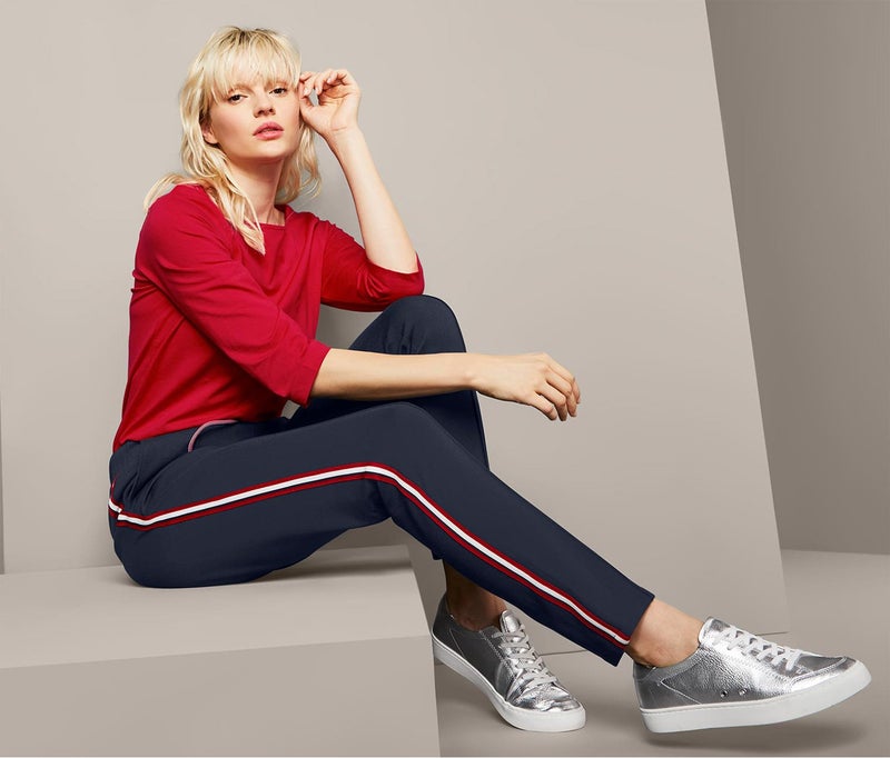 Tchibo Women Drawstring Plain Jogger Pants, Navy Blue - Image 1