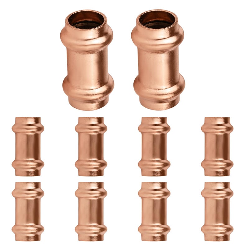 HeSun 10Pack HeSun Copper Press Coupling without Stop 12 x 12 Pressure Fittings P x P for Copper Tube ConnectionPRESS025 - Image 2