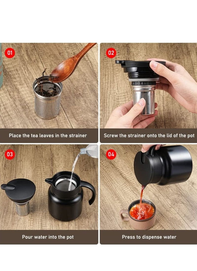Y&D - Thermal Coffee Carafe 28oz Carafes Tea Pot for Keeping Hot Stainless Steel Double Walled Vacuum Insulated Dispenser with Removable Infuser - Image 1