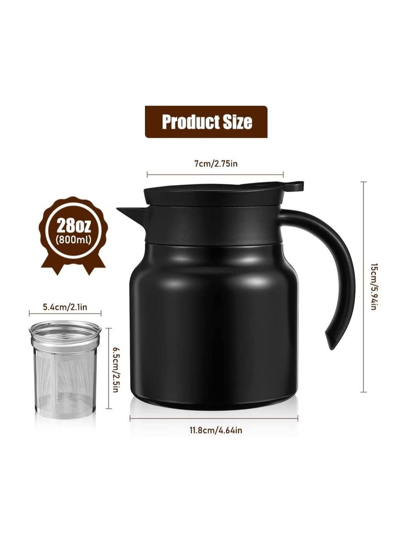 Y&D - Thermal Coffee Carafe 28oz Carafes Tea Pot for Keeping Hot Stainless Steel Double Walled Vacuum Insulated Dispenser with Removable Infuser - Image 1