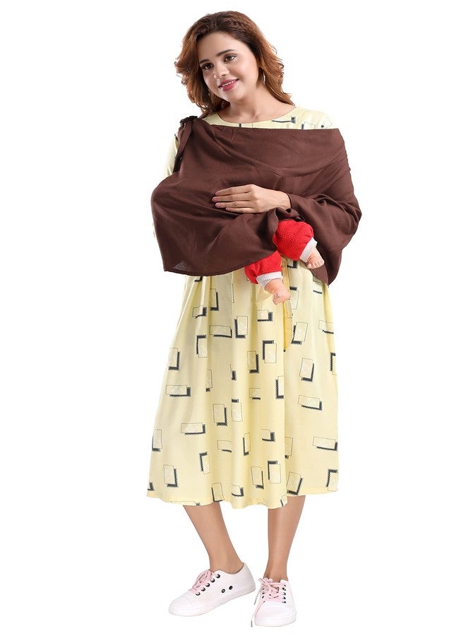 لفافة ماما للأمومة باللون البني للأمومة/الرضاعة/الرضاعة الطبيعية (MAMBRWNWRAP_Brown_Free Size) - Image 3