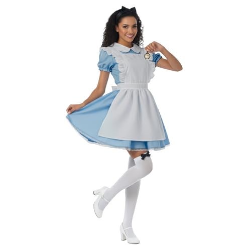 fun shack Womens Alice Costume, Blue Dress, Alice Costume, Fairy Tale Costumes, Halloween Costumes for Women Adult, L - Image 5