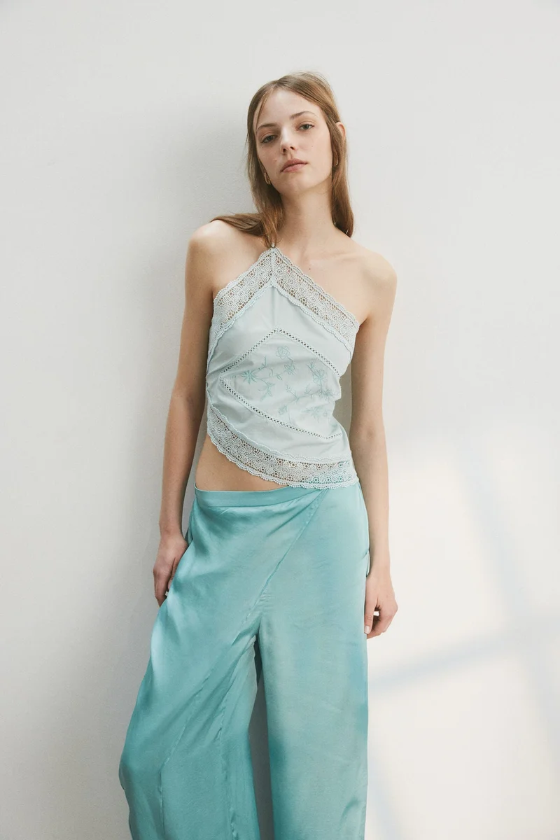 H&M Wrap-detail satin trousers