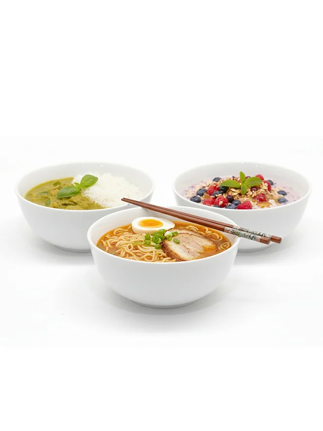 Shallow 3-Piece Porcelain Bowl Set, 12cm