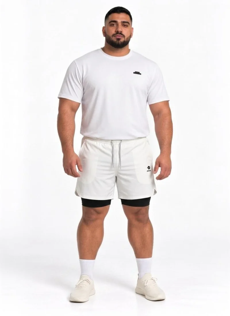 Abitos white Pump Pro Plus Size Long 2 in 1 Shorts Chalk White for Men | Best Price UAE