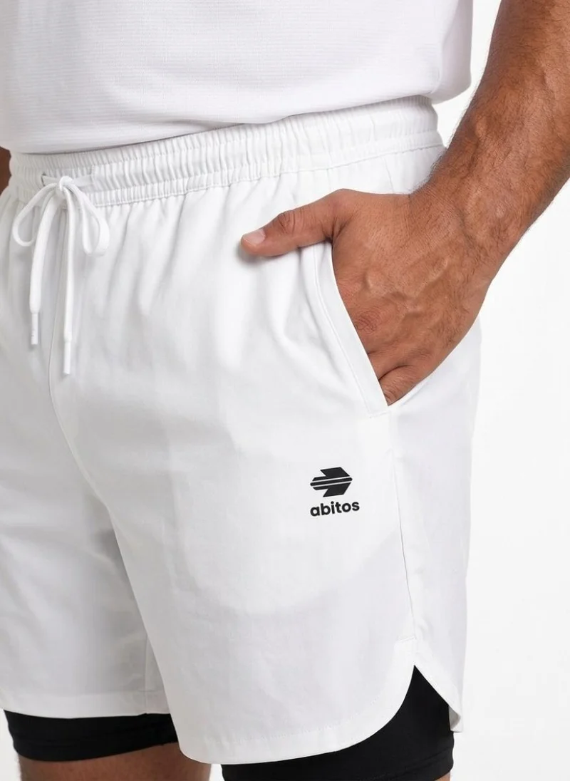 Abitos white Pump Pro Plus Size Long 2 in 1 Shorts Chalk White for Men | Best Price UAE