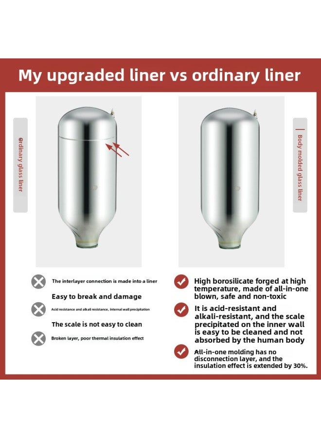 Stainless Steel Shell Glass Liner Large Capacity Thermos Thermos Thermos Thermos Household Thermos Bottle Wholesale-Color:3.2l Separate Inner Tank Upgraded Integrated Liner-Capacity:End From: 00:59  - Image 1